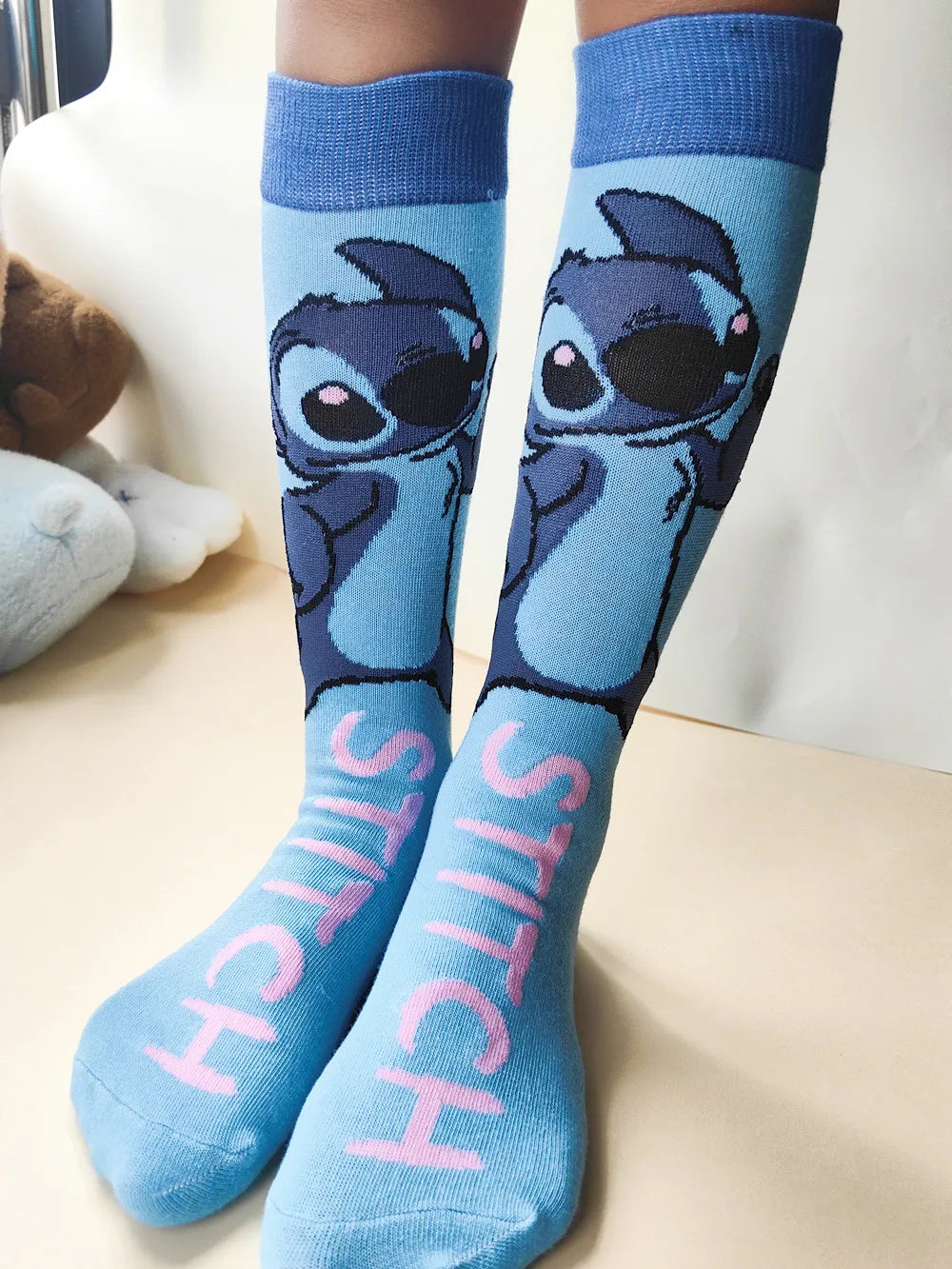 Diseny Stitch Cartoon Long Woman Socks Stitch Kawaii Men Socks Creative Skateboard socks Fashion knee-high Socks Size 37-45