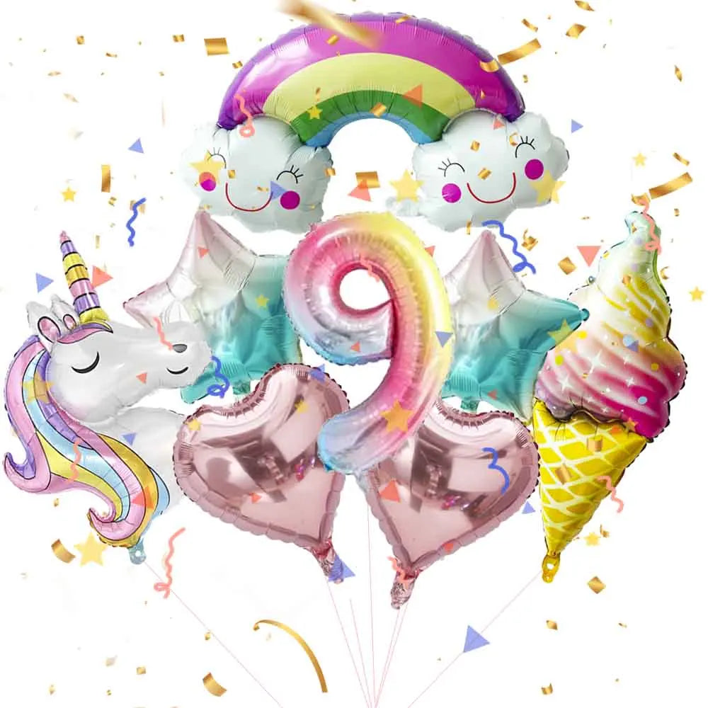 Unicorn Theme Party Decoration Balloon Garland Kit with 3D Unicorn Balloon For Baby Shower Macaron Party Happy Birthday Supplies