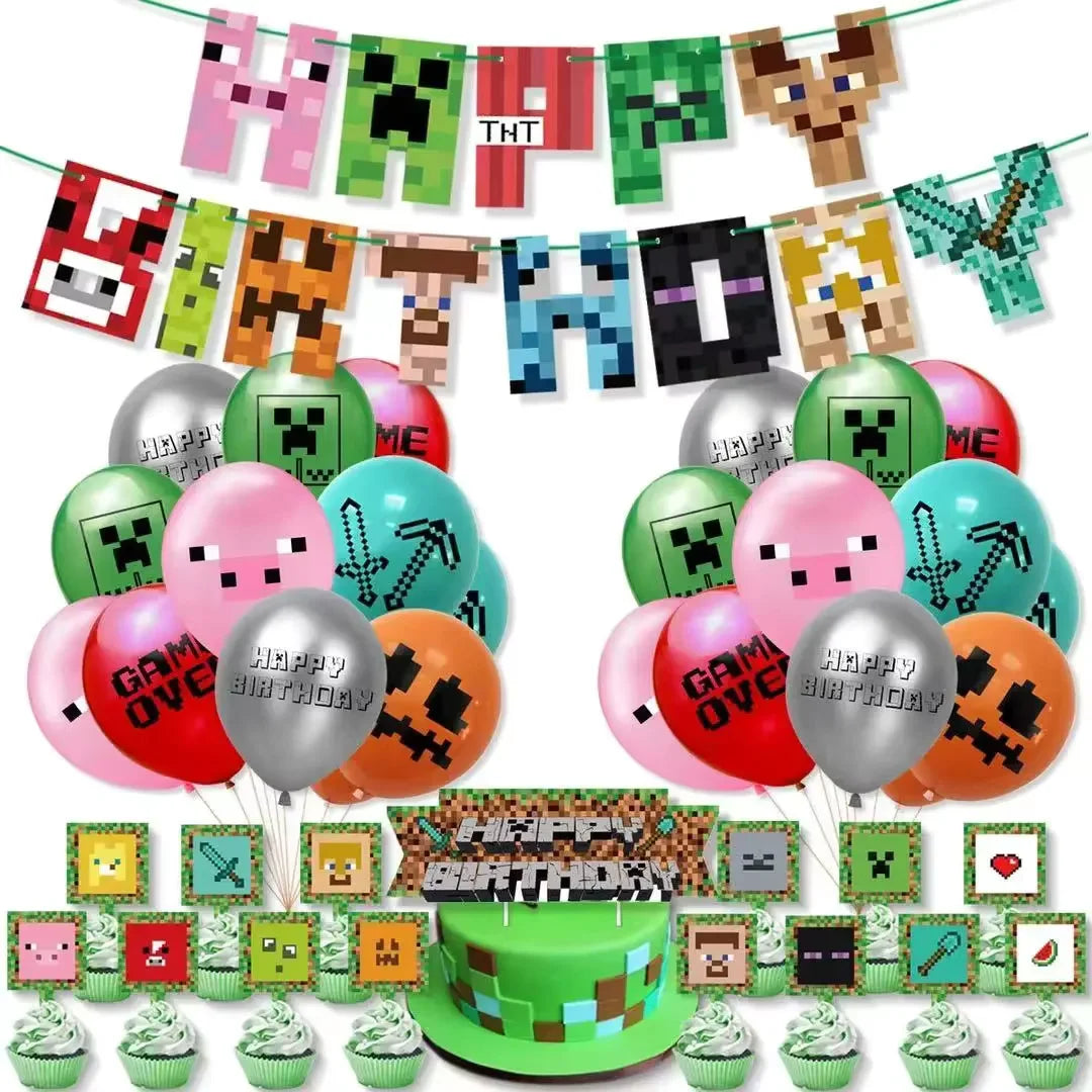 Birthday Party Decoration Paper Tableware Set 9inch Dish Plate Cup Backdrop Baby Shower Party Supplie Birthday Flag Banner Gifts