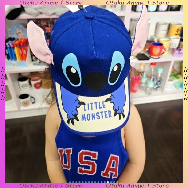 Cute 3D Ear Stitch Hats Cartoon Embroidery Lilo & Stitch Baseball Cap Children Outdoor Sun Hats Fashion Accessory Birthday Gift