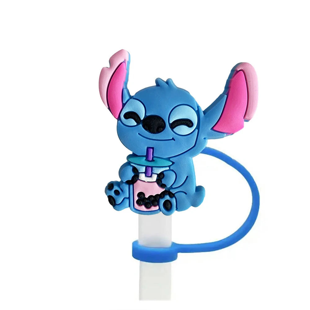 Cute Stitch Cartoon Silicone Straw Covers For Water Glass Bottle Drinking Dust Cap Straw Tips Cover Cup Accessories For 10mm