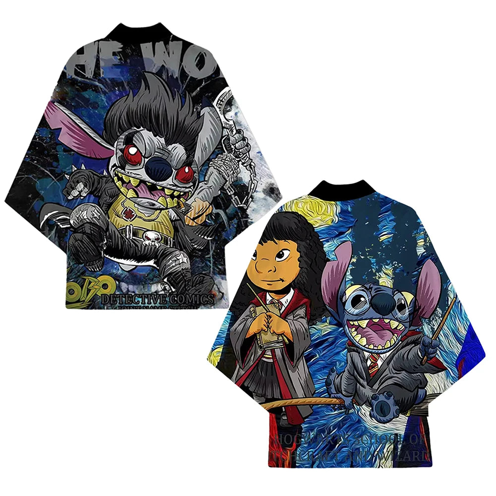 Movie Lilo and Stitch Costume Kimono Cardigan Animation Cartoon Cosplay Cloak Adult Cape 3D Digital Print Halloween Gift Clothes