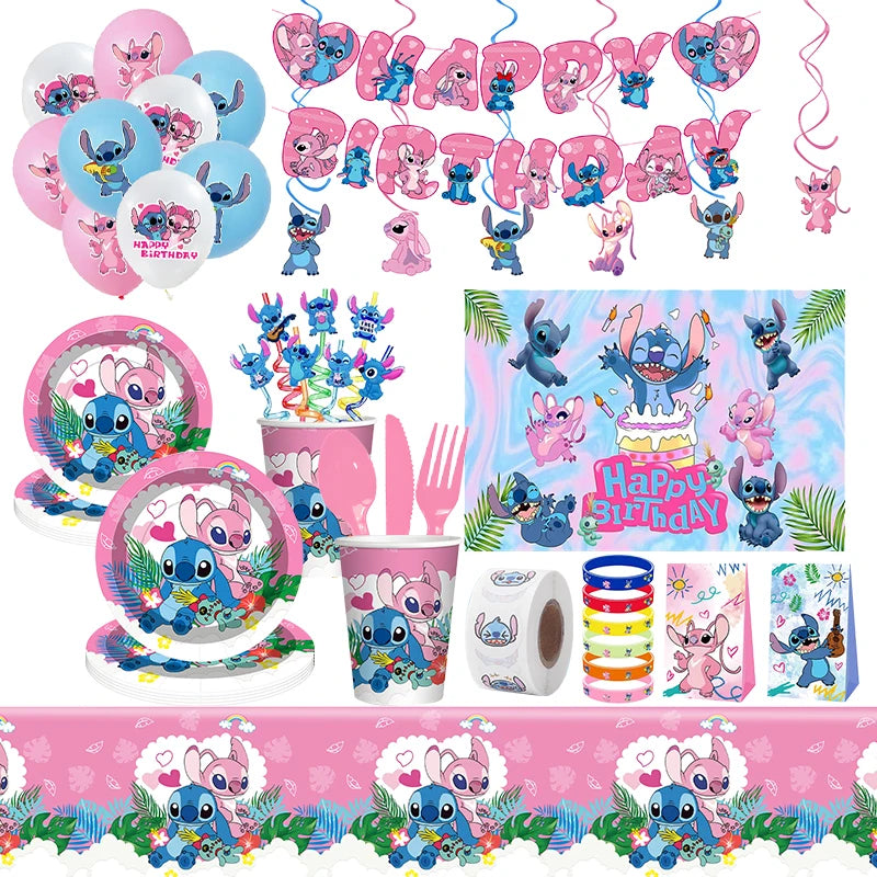 Lilo And Stitch Birthday Decorations Stitch Birthday Girl Party Decor Supplies Balloons Backdrop Banner Plates Cups Tablecloth