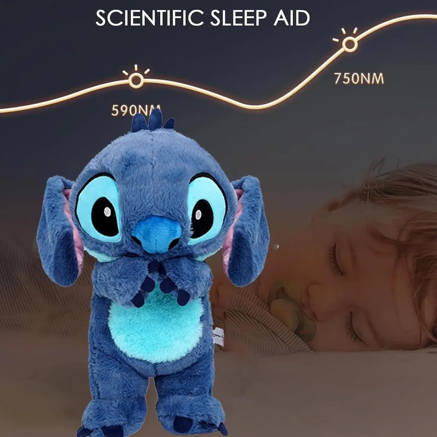 New 30cm Plush Breathing Stitch Doll Soothing Peluche Lilo&Stitch Kawaii Toy Anime Music Light Child Sleep Model Kid Gift
