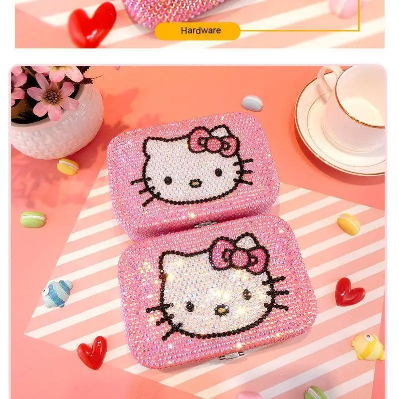 Hello Kitty Creativity Jewelry Box Cartoon Anime Storage Box Jewelry Bag Earrings Necklace Storage Box Diamond Lock Gifts