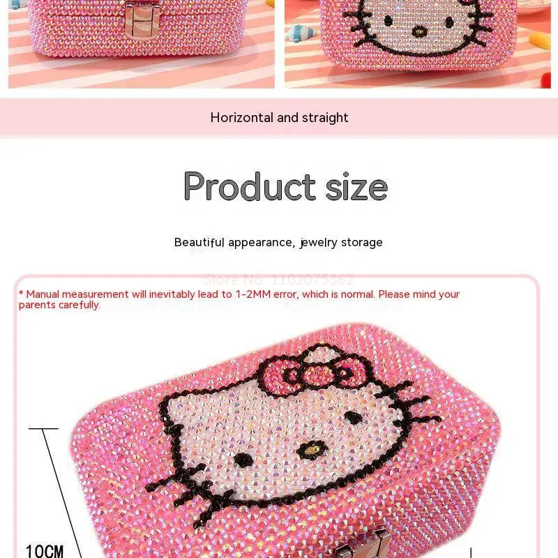 Hello Kitty Creativity Jewelry Box Cartoon Anime Storage Box Jewelry Bag Earrings Necklace Storage Box Diamond Lock Gifts