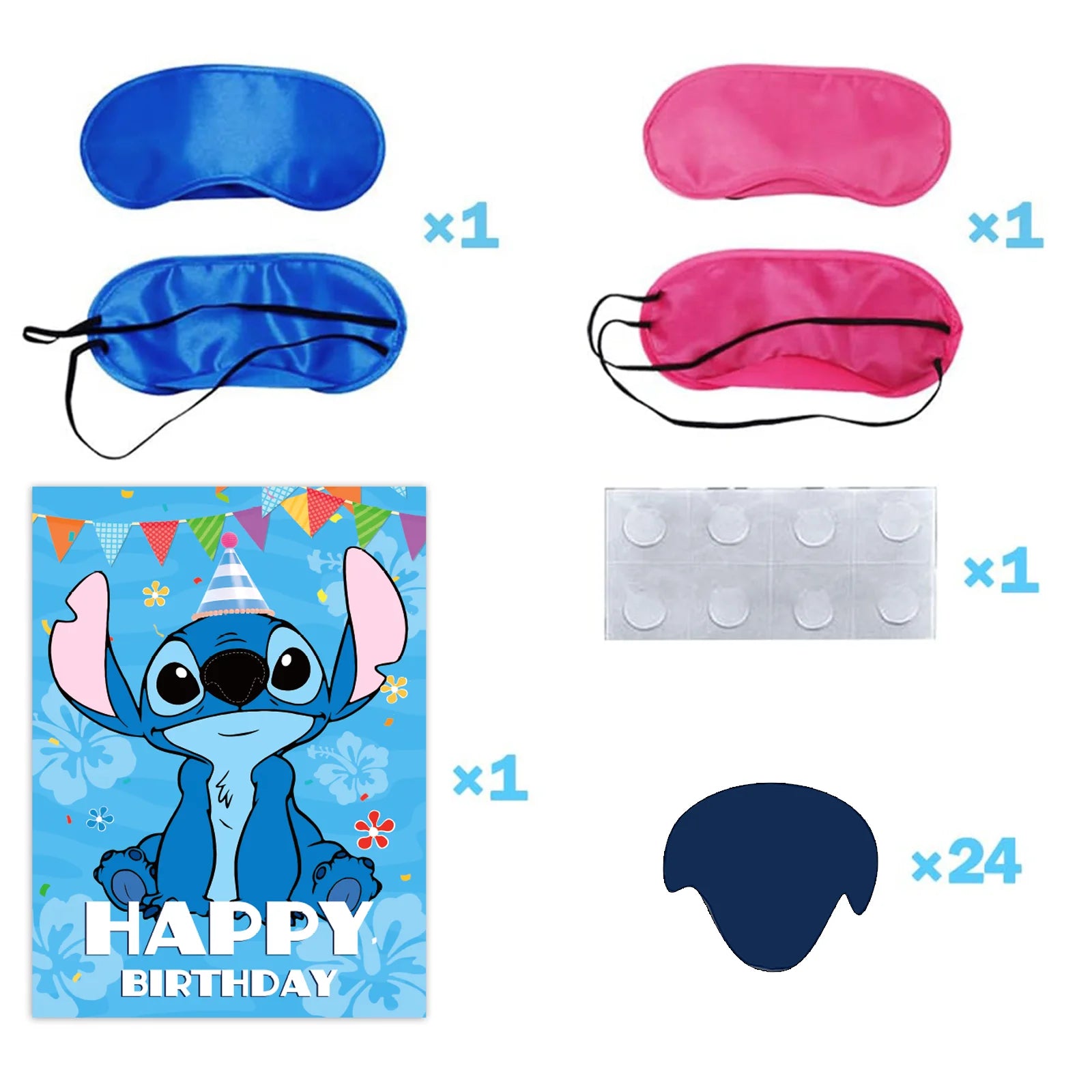 Pin The Nose on The lilo Stitch Birthday Party Game Stickers Poster Stitch Party Background Party Game Kids Favor Gifts Supplies