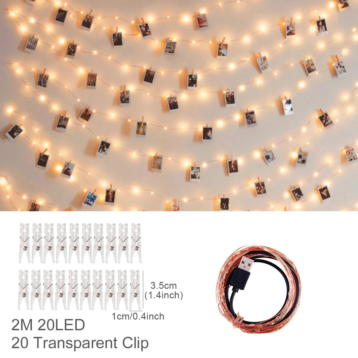 Photo Clip Light Banner Wedding Decoration Birthday Party Decor Kids Girl Boy Baby Shower Banner Christmas Decoration 2023