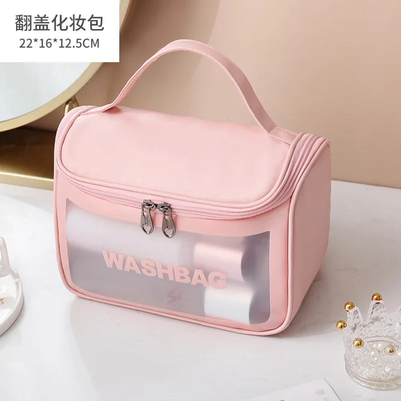 Makeup Beauty Wash Organizer Toiletry Pouch Storage Kit Bath Case Women Travel Pink White Make Up Bags Girl Cosmetic Bag