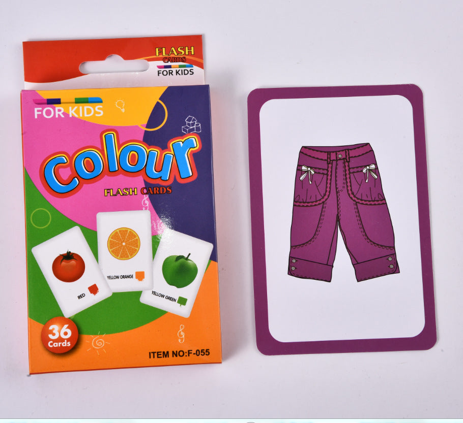 36Pcs Kids Cognition Card Shape Animal Color Teaching Baby English Learning Word Card Education Toys Montessori Material Gift