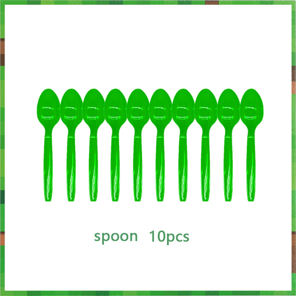 Miner Crafting Pixel Video Game Party Decor Disposable Tableware Backdrop For Kids Party Supplies Cup Plate Banner Toy Gifts