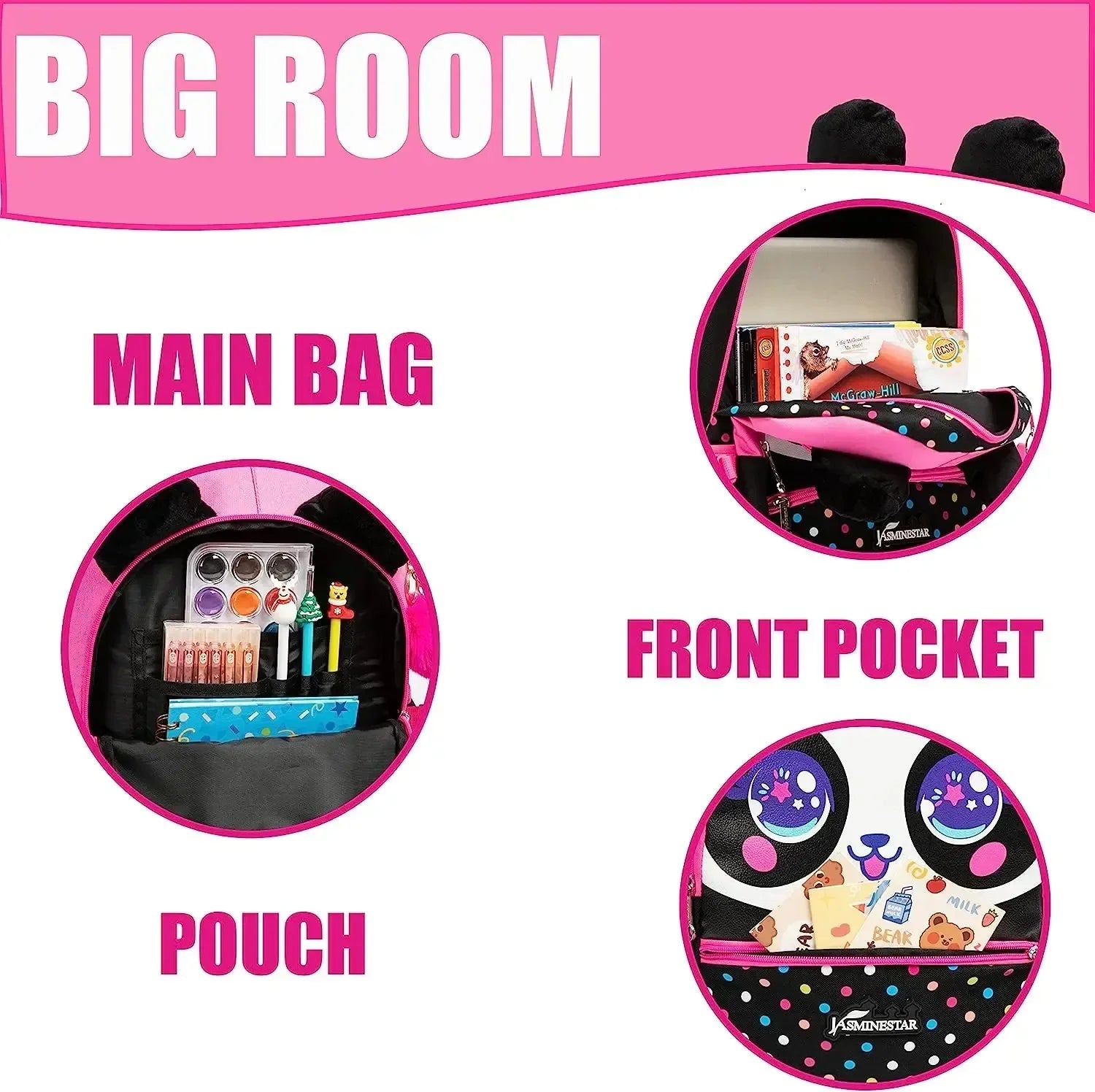 3PCS Cute Rolling Backpack for Girls Backpacks with Wheels for Elementary Students Kids 3 in 1 Travel Luggage Carry on Suitcase