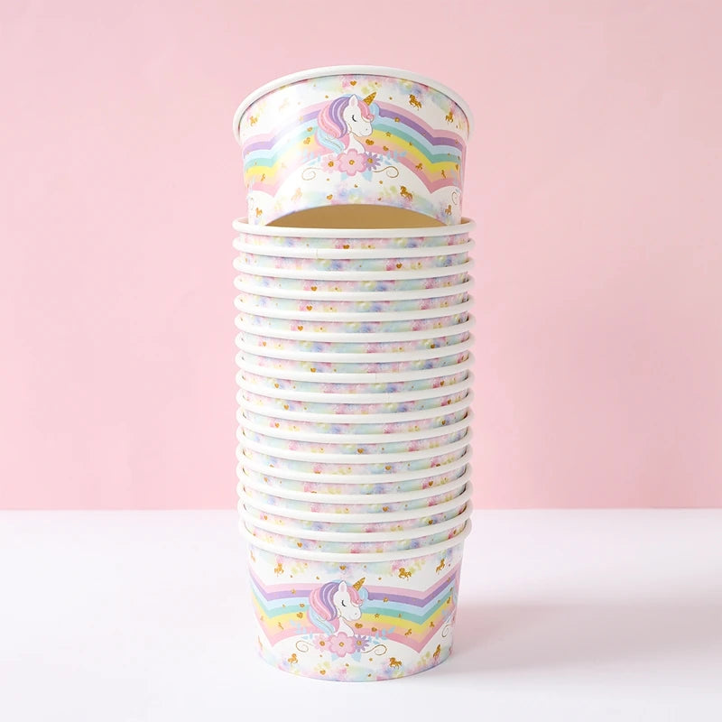Unicorn Party Supplies Rainbow Unicorn Paper Plates Cups Napkin for Baby Shower First Girls Birthday Party Decorations