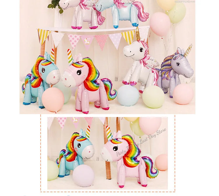 Unicorn Theme Birthday Balloons Party Decoration Rainbow Foil Number Balloon Birthday Party Decor Kids Gift Baby Shower Globos