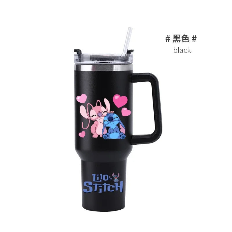 Thermal Coffee Lilo & Stitch Cups with Straw Stainless Steel Vacuum Insulated Tumbler 40oz Thermal Iced Travel Cup for Outdoor