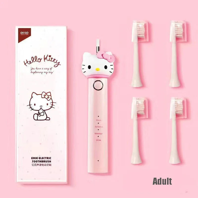 Kawaii Sanrio HelloKitty Electric Toothbrush Cute Anime Soft Hair Travel Portable Fiber Toothbrush Girl Oral Care Cleaning Brush