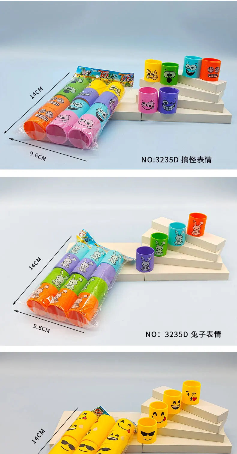 12Pcs Neon Rainbow Plastic Smile Magic Spring Toys for Children Birthday Party Favors Piñata Fillers Carnival Prizes Goodie Bag