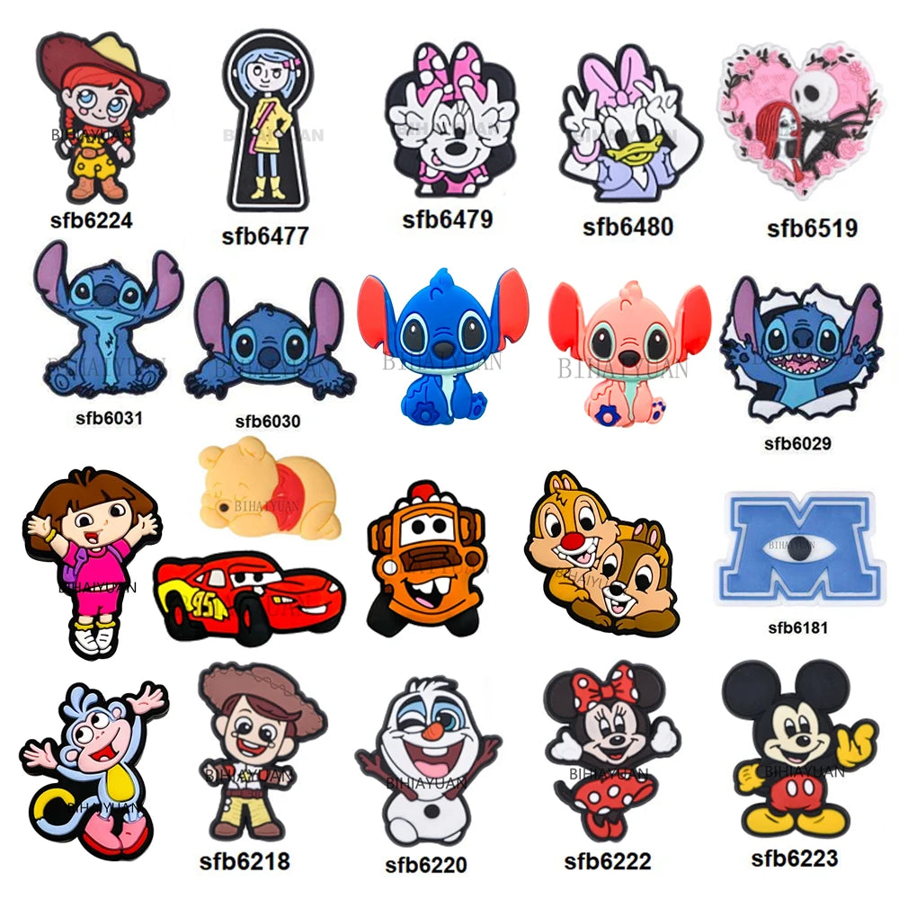 10pcs Minnie mouse dora Stitch winnie Silicone Beads focal Baby Teething Beads DIY Pacifier Chain Accessories Nursing Baby Toys