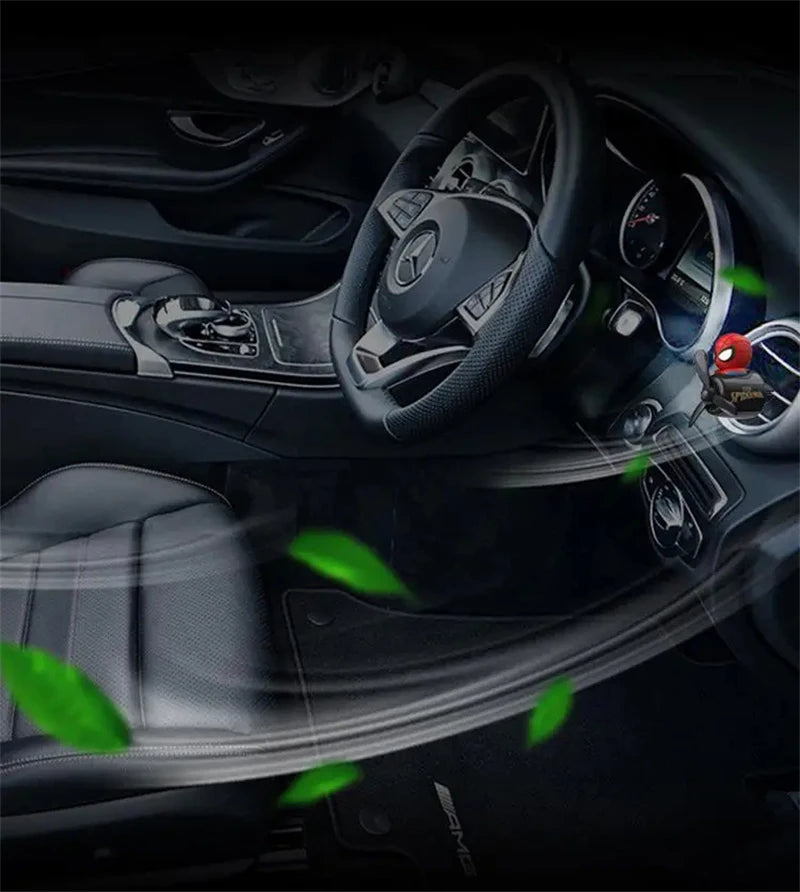 Anime Stitch Car Aromatherapy Accessory Kawaii Spider-Man Car Air Conditioning Port Decoration Rotating Propeller Toys Gifts