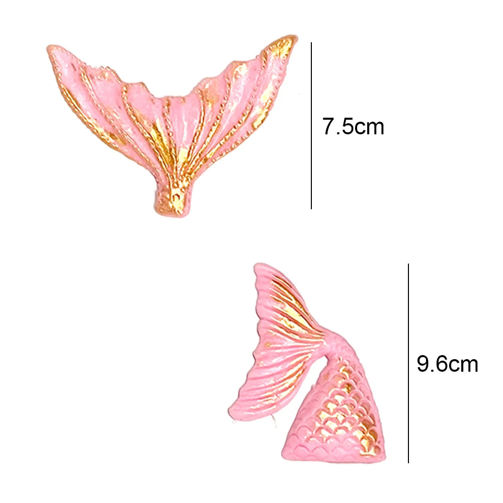 Mermail Cake Decoration Pink Purple Mermaid Tails Bubbles Shells Cake Toppers Under the Sea Theme Birthday Baby Shower Party Dec