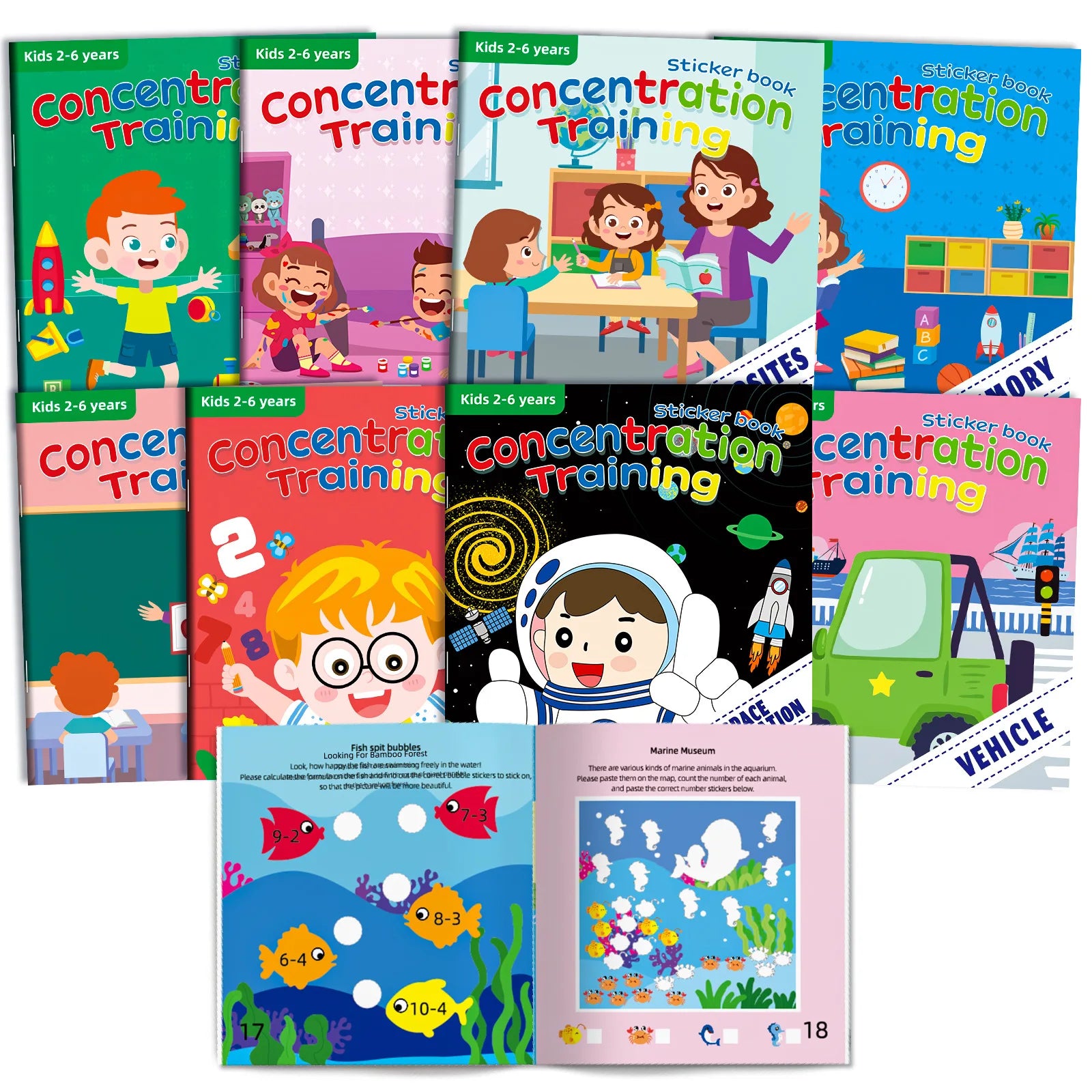 Baby Toys Sticker Book Multiple Scenarios Cartoon DIY Sticker Puzzle Educational Cognition Learning Toys for Kids Age 2-6 Gift