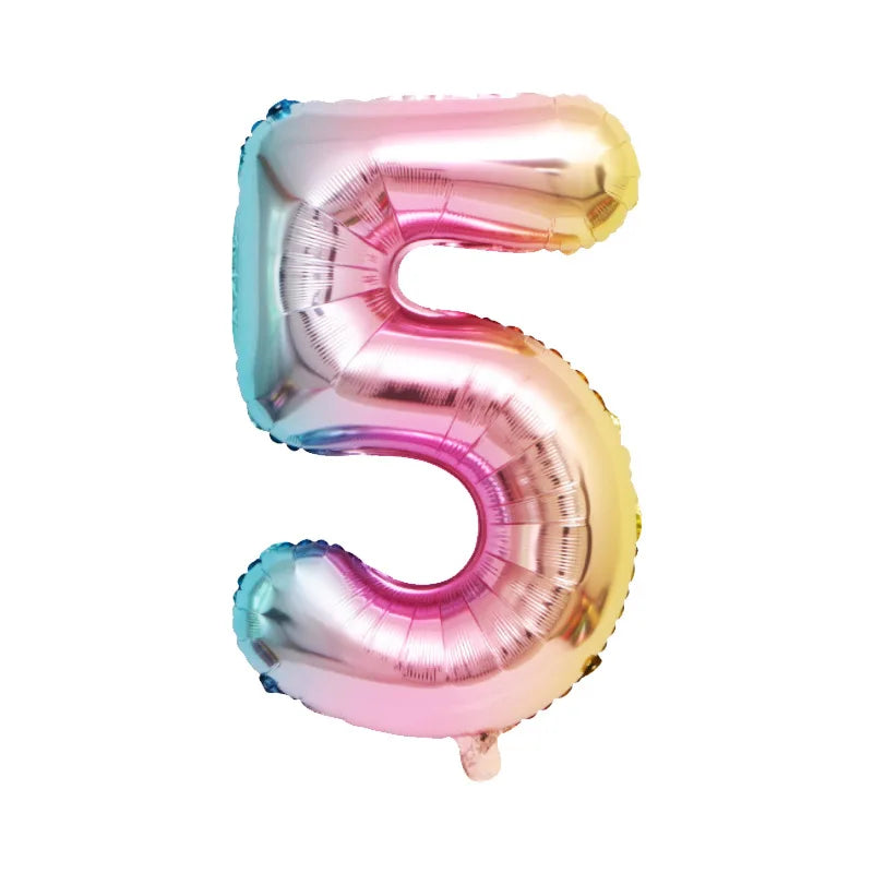 Unicorn Balloon 32inch Number Foil Balloon Set Birthday Party Decor Kids Unicorn Disposable Tableware Baby Shower Party Supplies