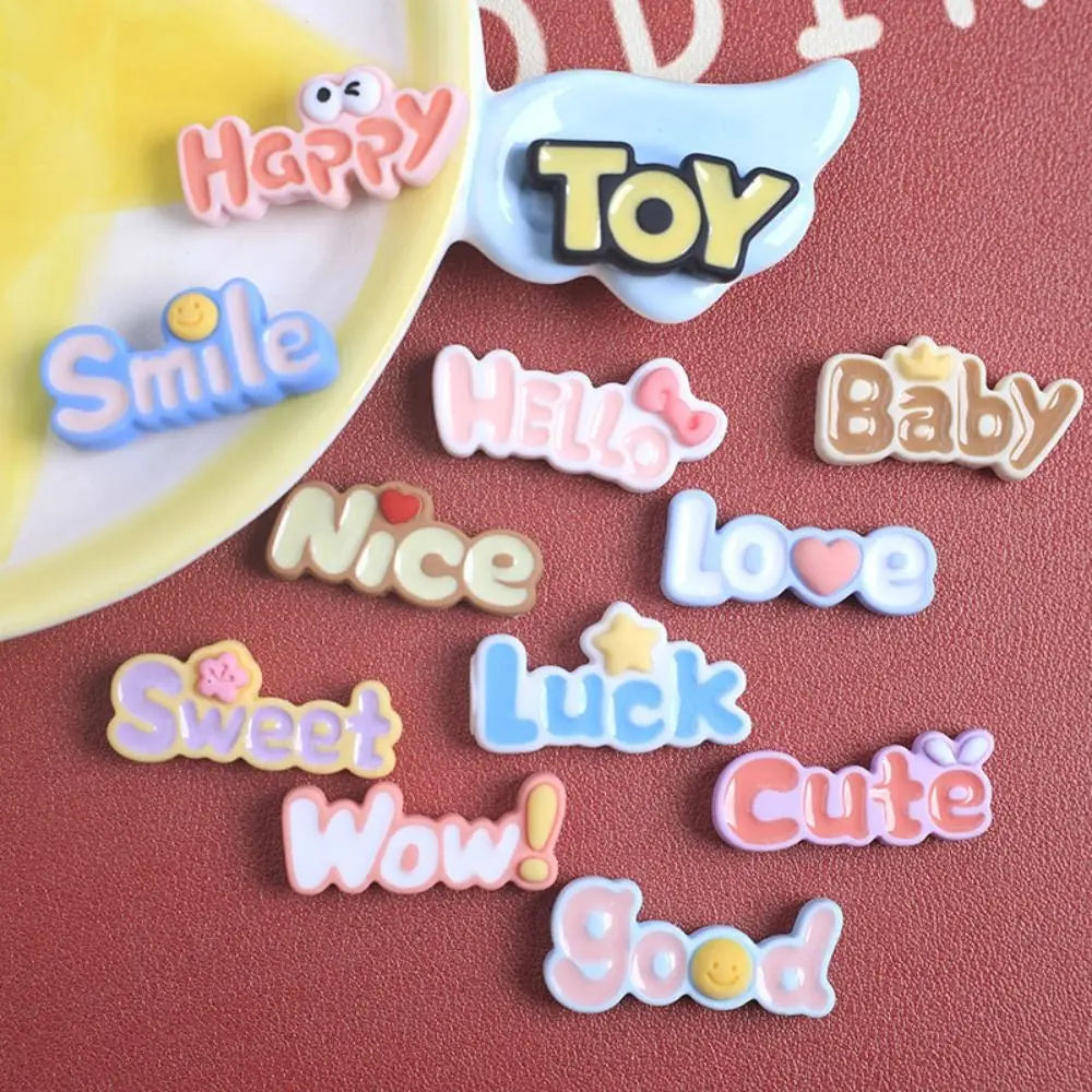 20pcs NEW Letter Plaques Resin Slime Charms Cream Gel Bottle Sticker Shoes Accessories Cute Hair Clip Headband Making Kids Toy