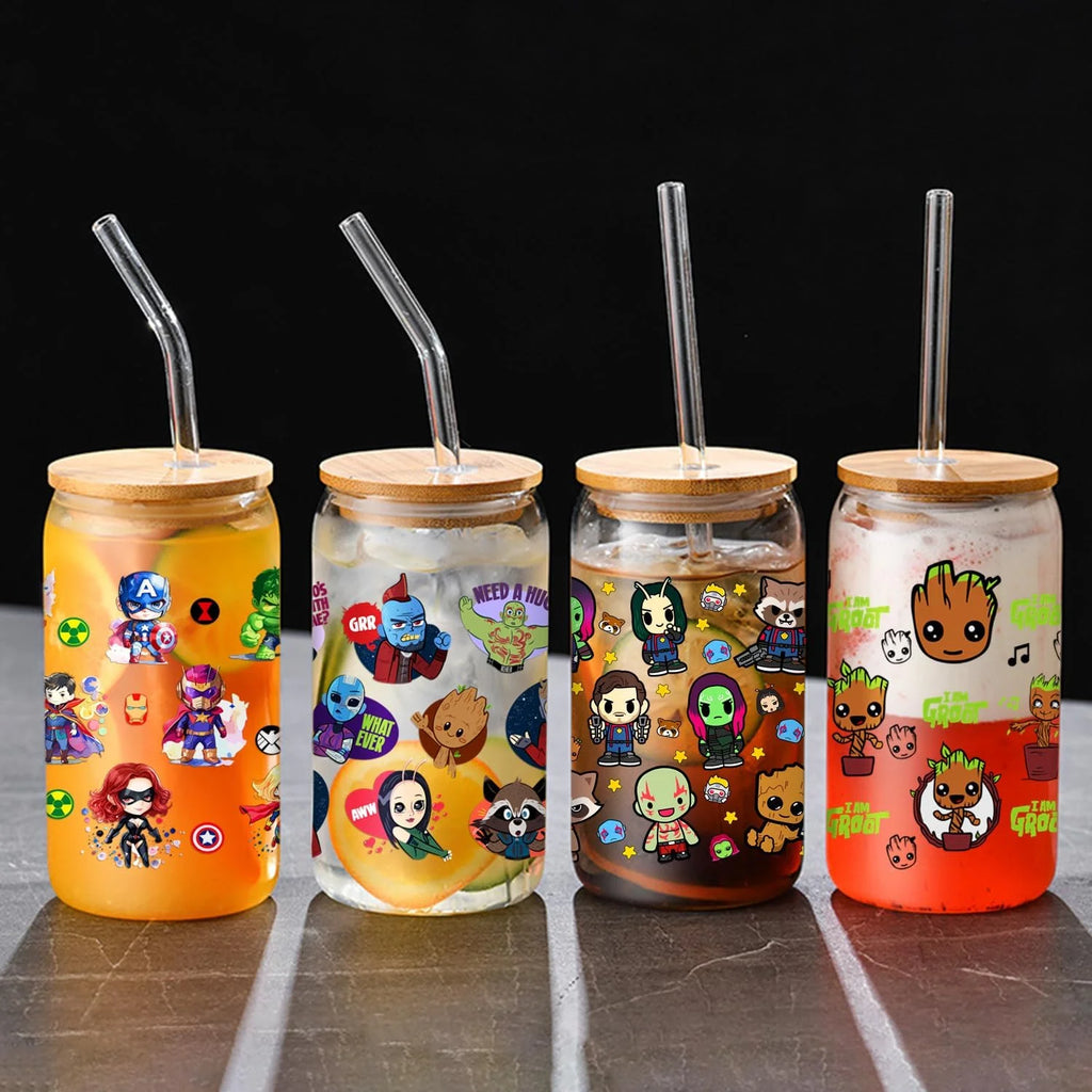 Miniso Stitch Baseball 16OZ UV DTF Cup Wraps Transfer Sticker For Glass Libbey Can Bottle waterproof DIY Custom