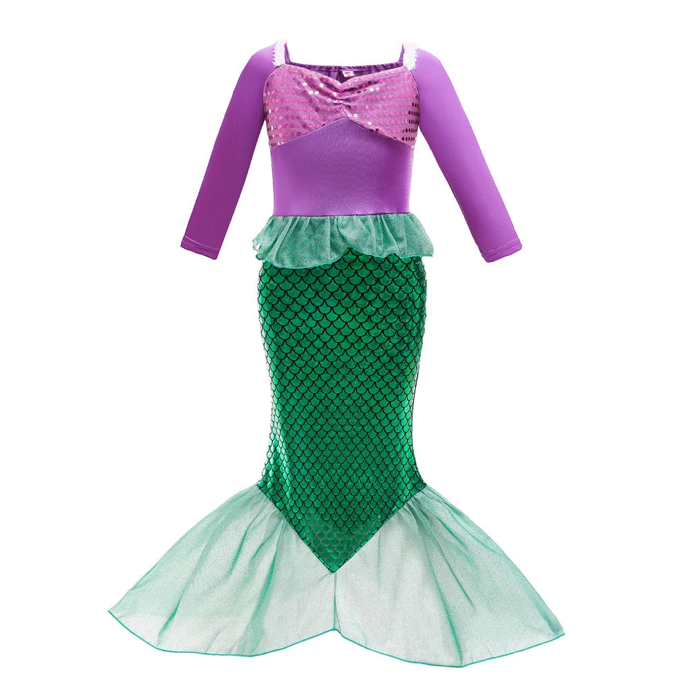 Fancy Little Mermaid Ariel Princess Costumes  Dress For  Cosplay  Carnival Birthday Party Clothes Mermaid Dress