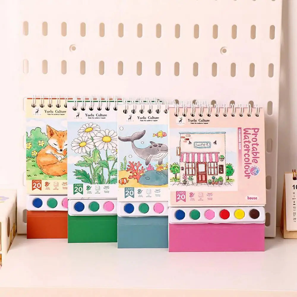 Coloring Book 20 Pages Portable Watercolor Coloring Book Kindergarten Colored Graffiti Enlightenment Note Picture Book