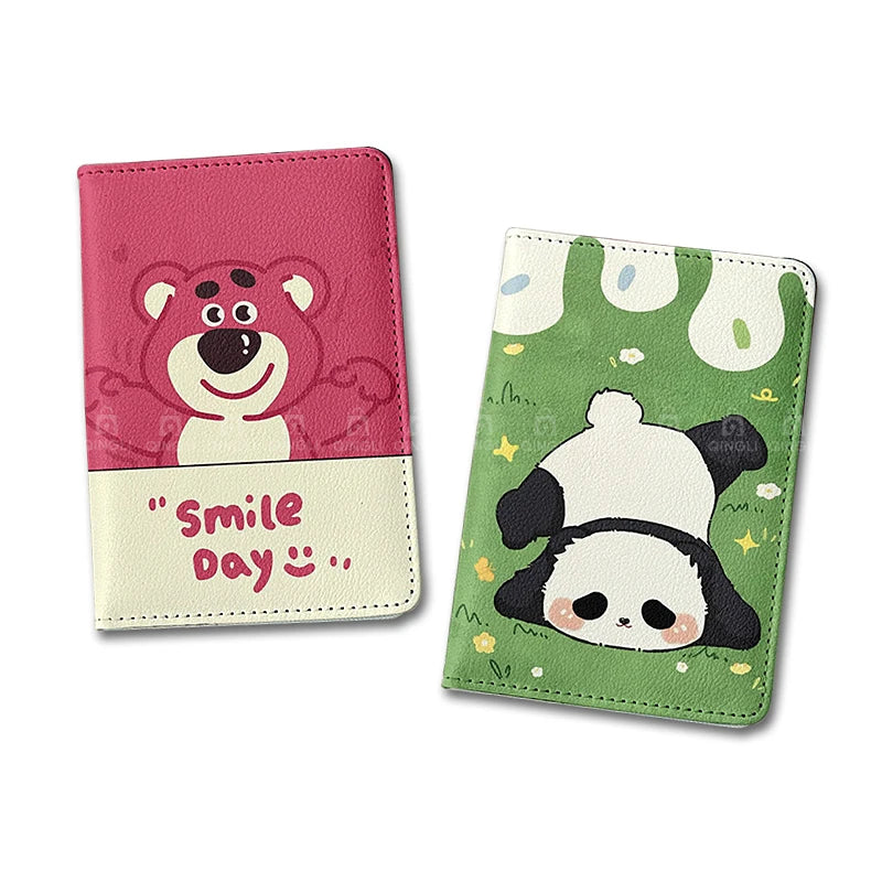 Cute Panda Passport Cover Girl Cartoon Pink Bear Bank Credit Card Passport Holder Case Women Travel Accessories Passport Wallet