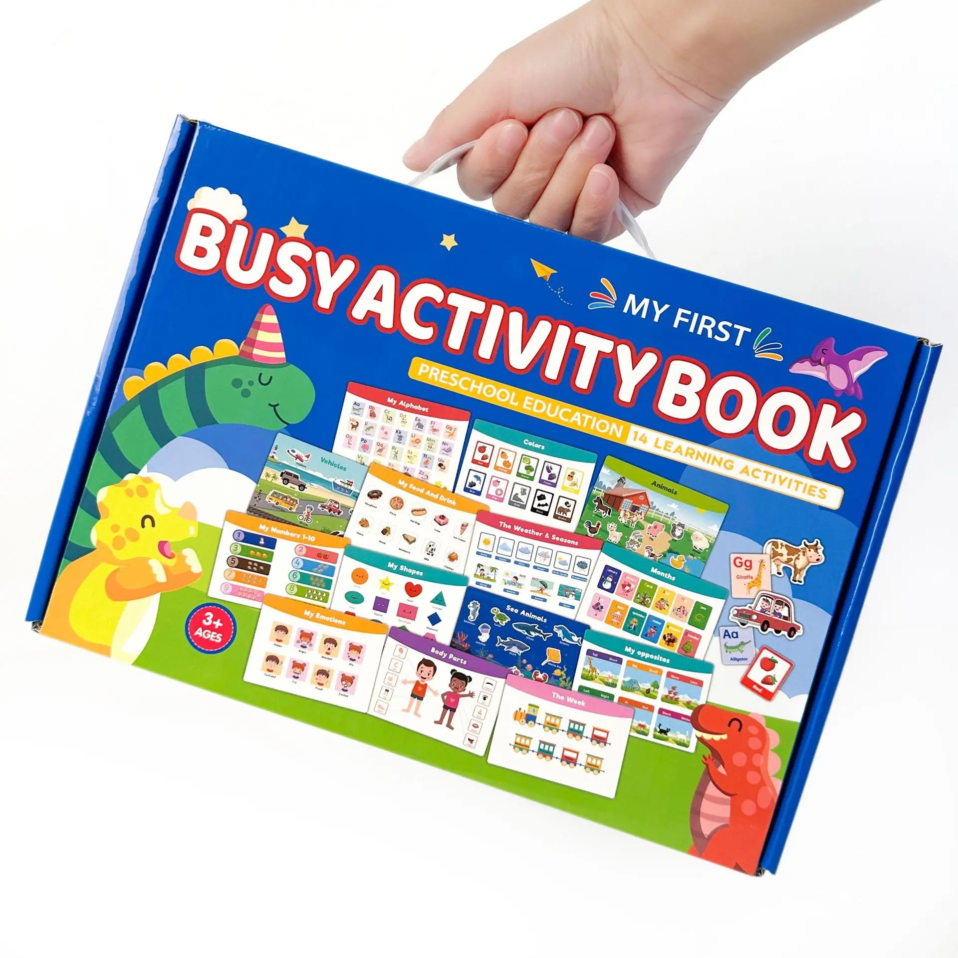 Kids Busy Book Activity Set - Montessori Learning, 14 Themes, Reusable Stickers & Drawing, Gift Box - Early Education Toy