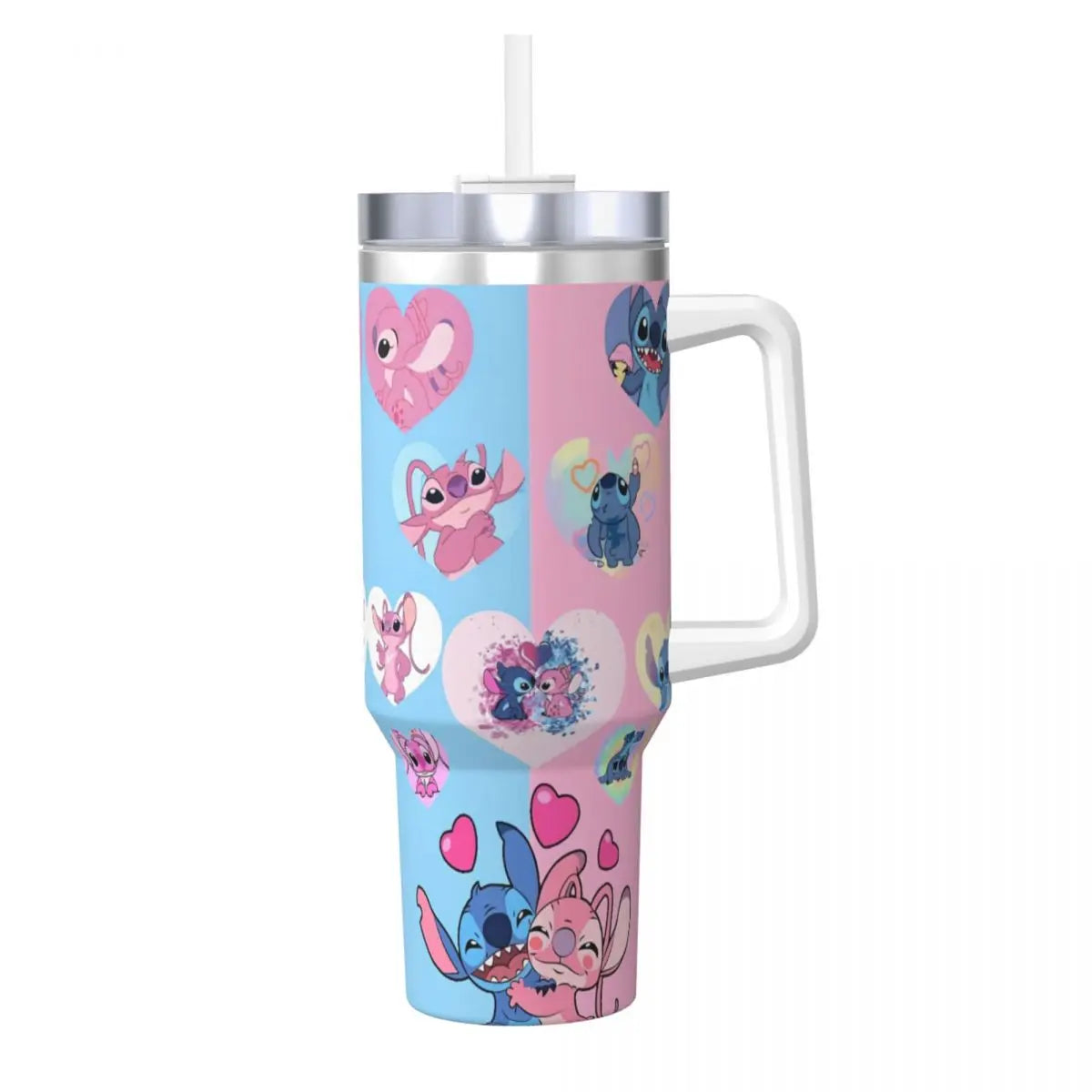 Stainless Steel Tumbler   Stitch Mugs Cup With Straws Travel Cold and Hot Water Bottle Heat Preservation 40oz Thermal Mug