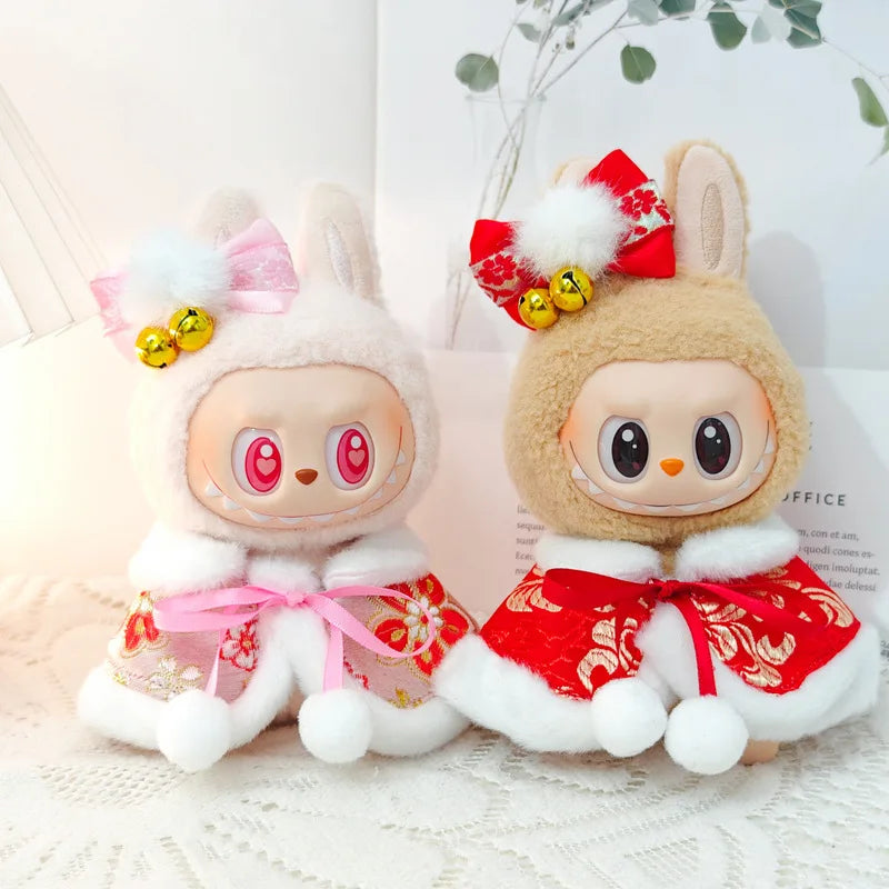 17cm Mini Plush Doll'S Clothes Outfit Accessories For Labubu V1 V2 Christmas Cookie Man Sweater Hat Clothing New Year Gift