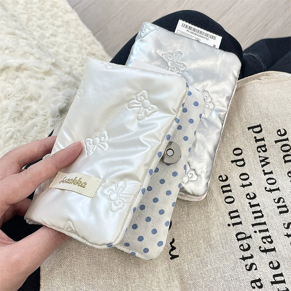 Bow Knot Women Girl Korean Ins Certificates Passport Wallet Travel Multi Functional Document Card Passport Cover Storage Bags