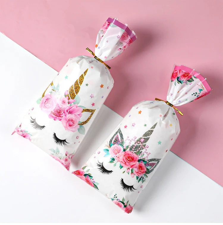25/50/100pcs Unicorn Candy Bags Gift Packing Bags Birthday Party Decor Gift Bag for Guest Girl Birthday Supplies Baby Shower