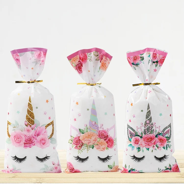 25/50/100pcs Unicorn Candy Bags Gift Packing Bags Birthday Party Decor Gift Bag for Guest Girl Birthday Supplies Baby Shower