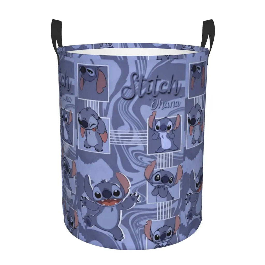 Custom Stitch Cartoon Anime Laundry Basket Foldable Clothes Hamper for Baby Kids Toys Storage Bag
