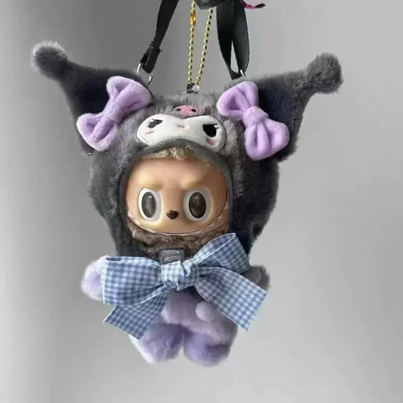 Sanrio Doll Clothes Head Covering Kawaii Anime Hello Kitty Kuromi Melody Cinnamoroll Clothing Cute Labubu Plush Clothes Gift