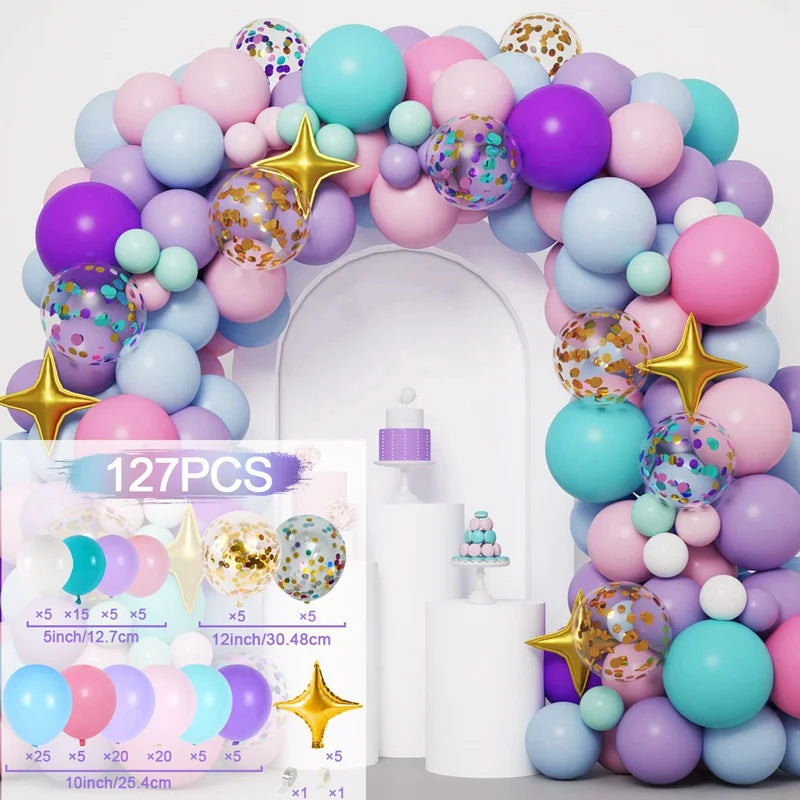 Unicorn Star Color Balloon Garland Arch Kit Rainbow Wedding Birthday Party Decor Kids Baby Shower Birthday Latex Balloons