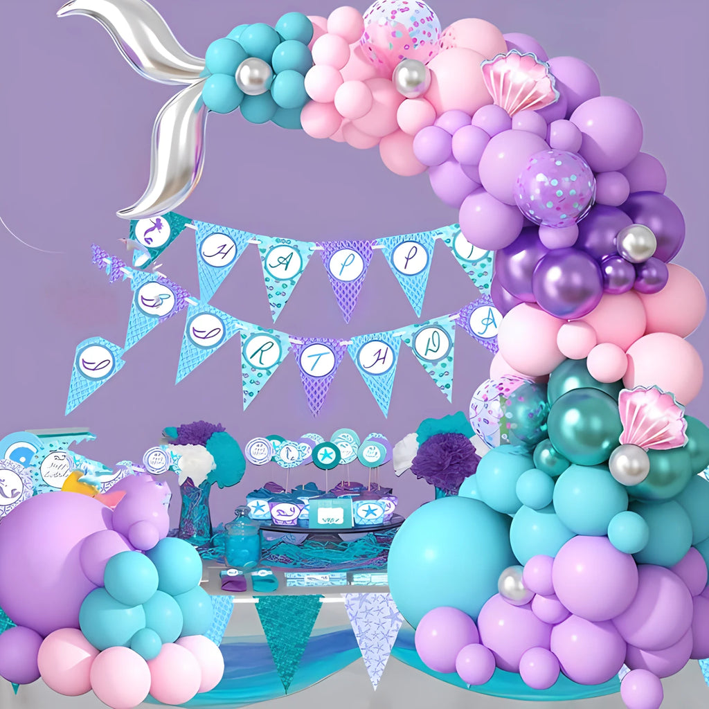 Mermaid birthday decoration Mermaid balloon set, pink and purple girl balloon mermaid birthday party decoration