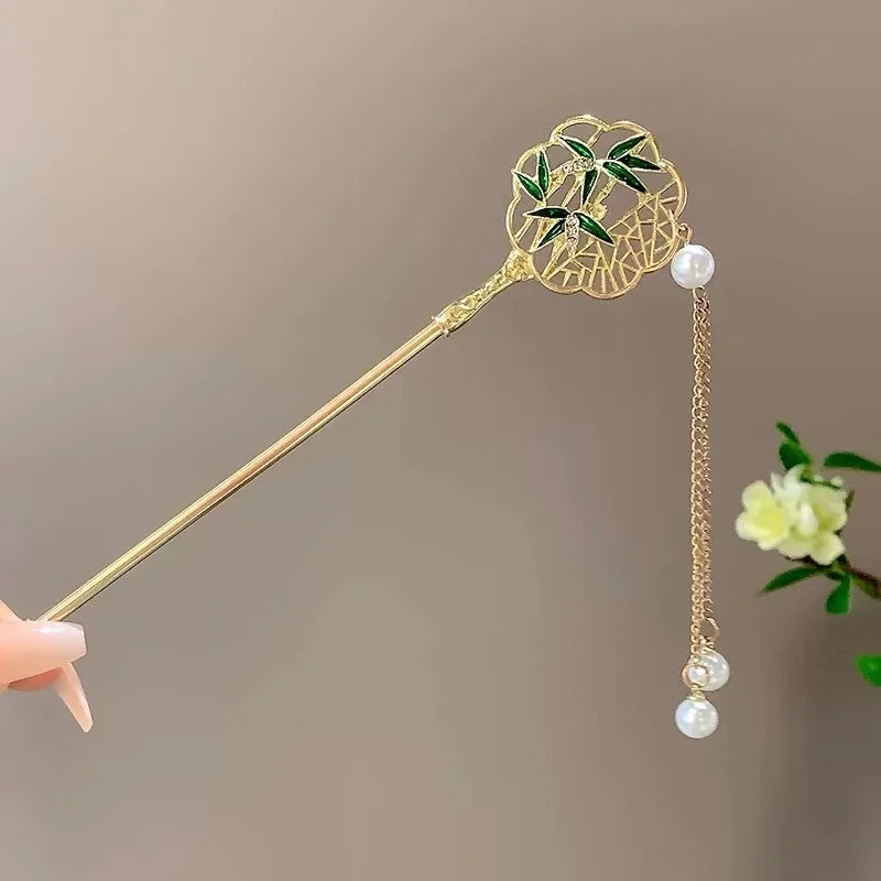 Chinese Style Tassel Hair Clip For Women Hair Stick Pins Flower Handmade Hairpins Charm Jewelry Accessories Hair Ornaments 머리핀