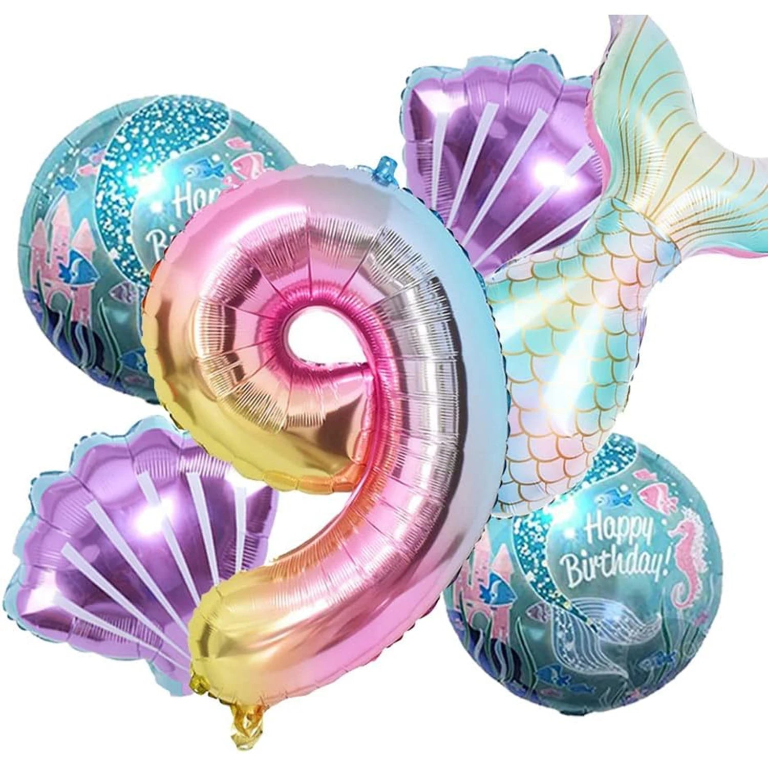 Mermaid Balloon 32 inch Digital Aluminum Foil Balloon Children's Birthday Party Decoration Baby Shower Decoration