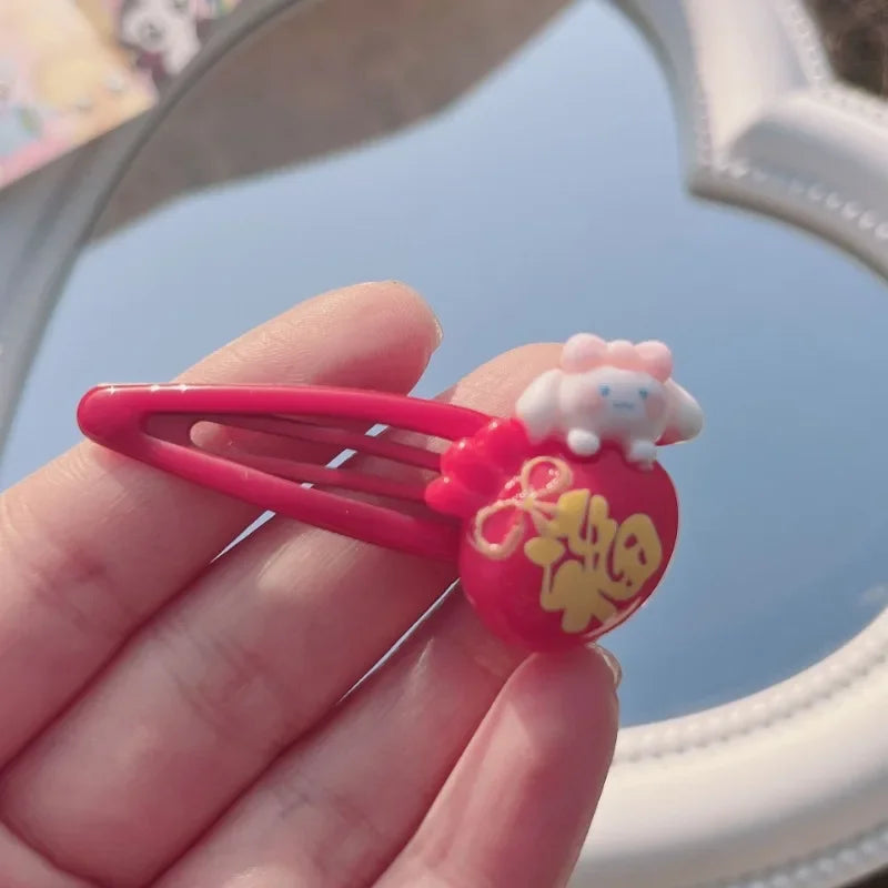6Pcs Sanrio Hello Kitty Hair Clips Anime Cartoon My Melody Charm Girls Hair Accessories Kawaii Women BB Clips Bangs Clip Gifts