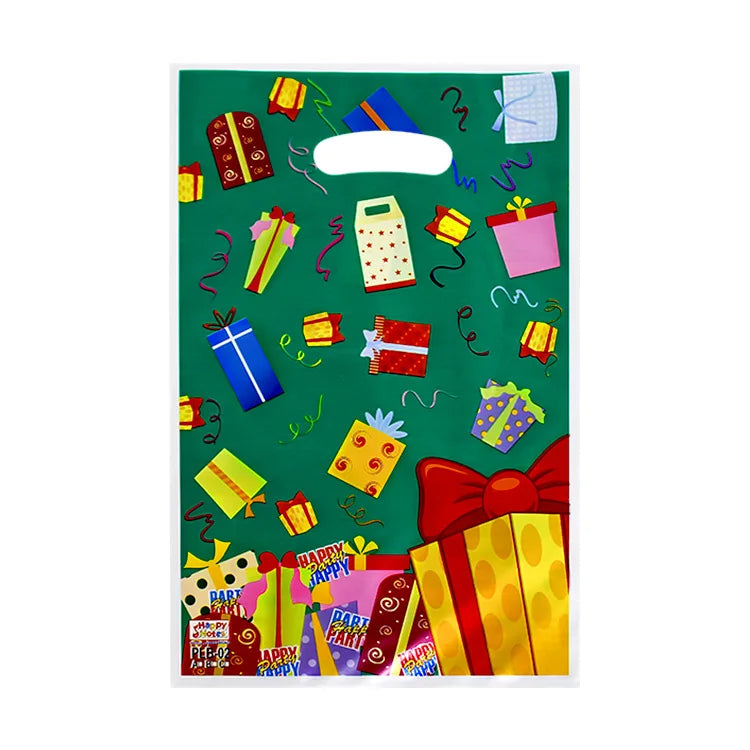 20pcs Printed Gift Bags Polka Dots Plastic Candy Bag Child Party Loot Bags Boy Girl Kids Birthday Party Favors Supplies Decor