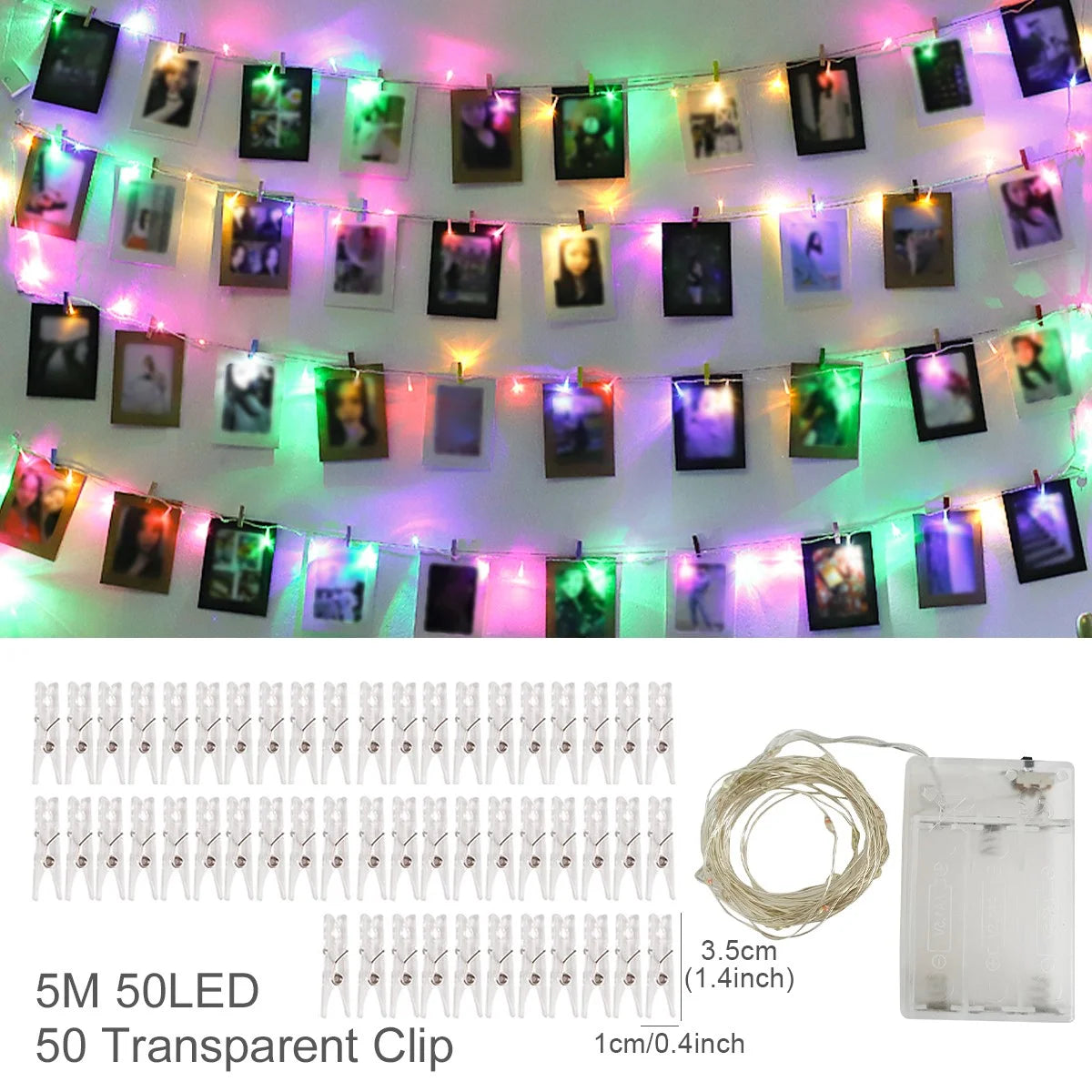 Photo Clip Light Banner Wedding Decoration Birthday Party Decor Kids Girl Boy Baby Shower Banner Christmas Decoration 2023