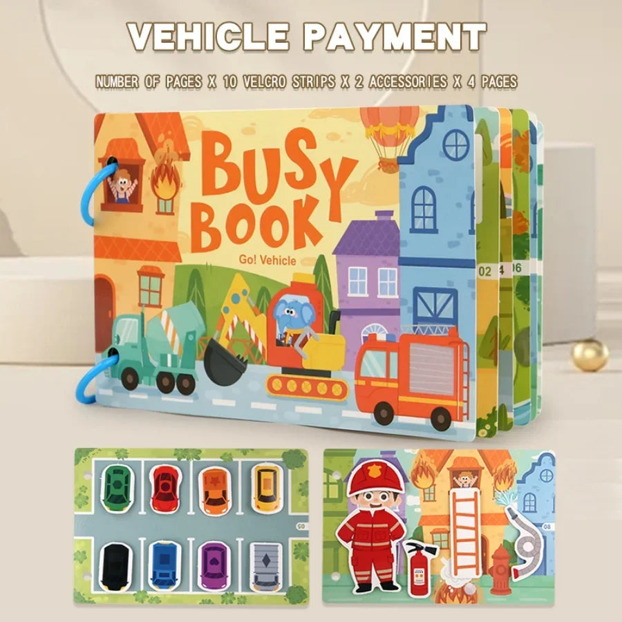 Busy Book for Kids, Animals Vehicles Dinosaurs Stickers, Matching Number & Letter Games, Interactive Learning Activity Book