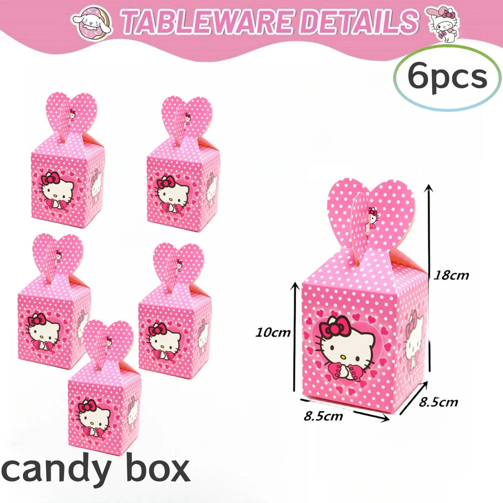 Hello Kitty Birthday Party Decorations Kawaii Cat Tableware Plate Tablecloth Baby Shower DIY stickers Girls Gifts Party Supplies