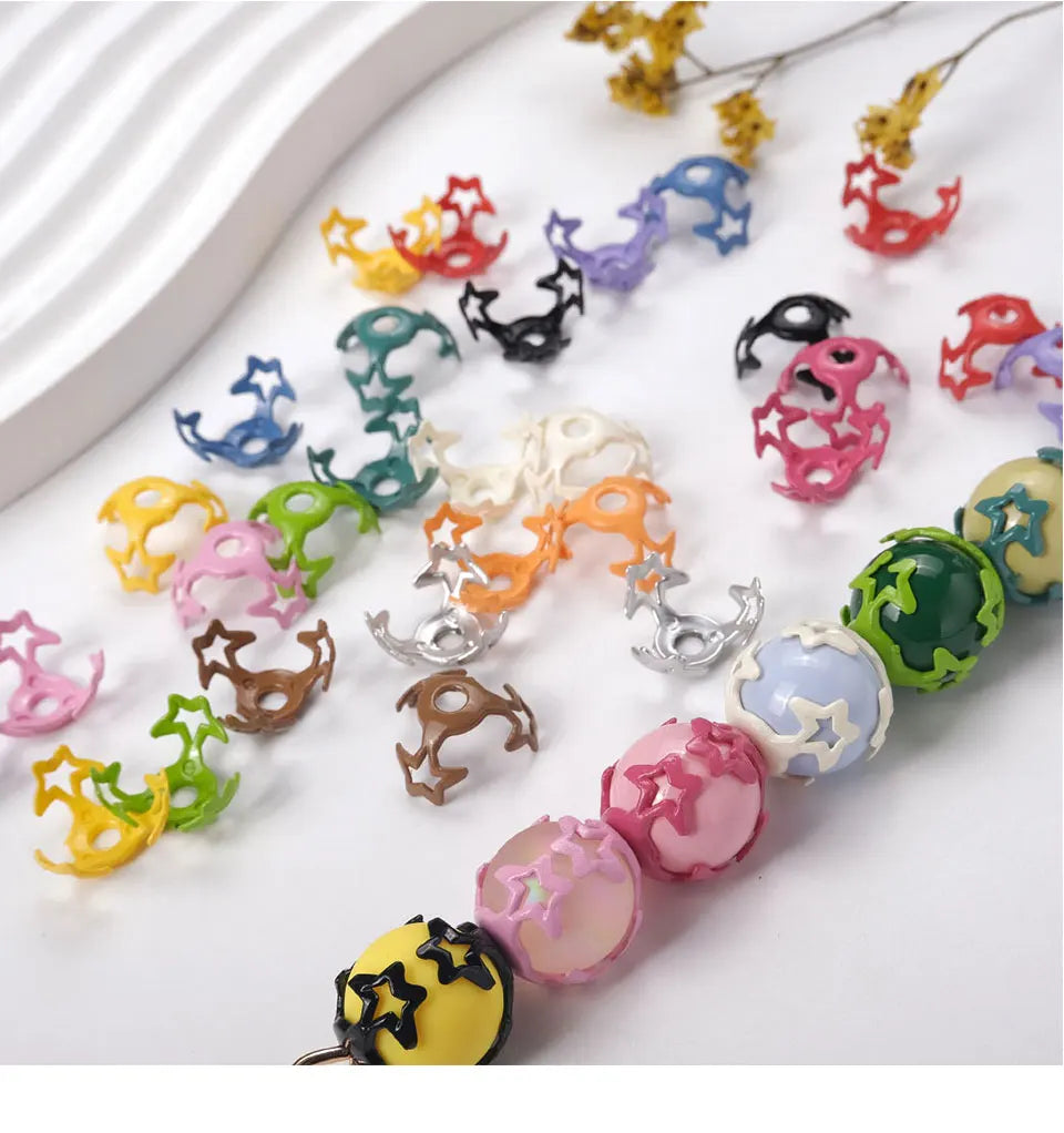 Colorful Star Round Torus Beads For Jewelry Making DIY Decorations Earrings Bracelet Necklace Charms Kids Hair Rope Accessories