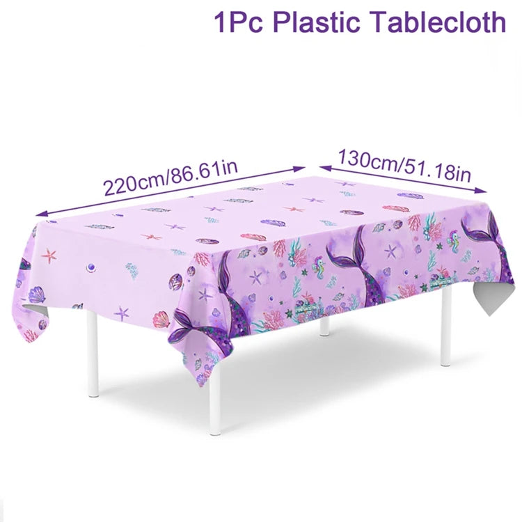 Mermaid Party Disposable Tableware Banner Mermaid Birthday Party Decorations Girl Under the Sea Party Decoration Baby Shower